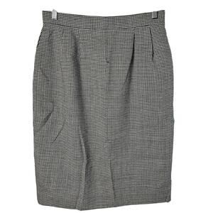Vintage Prophecy 80s Skirt Womens Size 12 Black Wool Houndstooth Preppy Academia